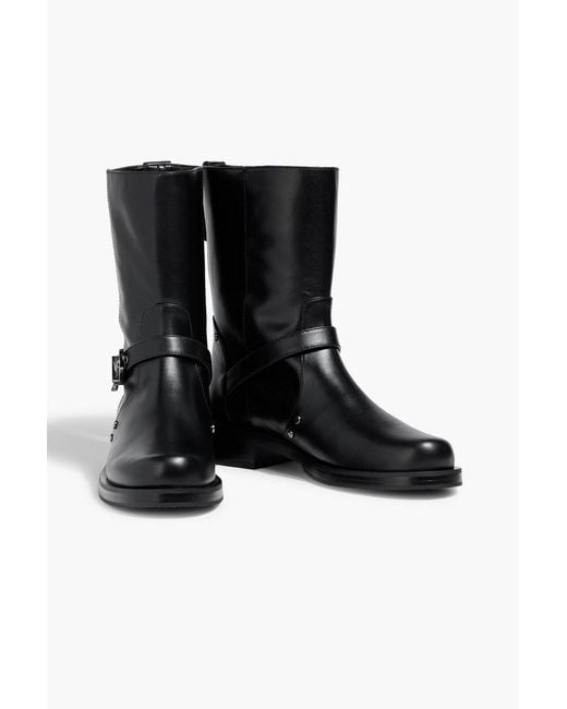 Stuart Weitzman Black Maverick Buckled Leather Ankle Boots