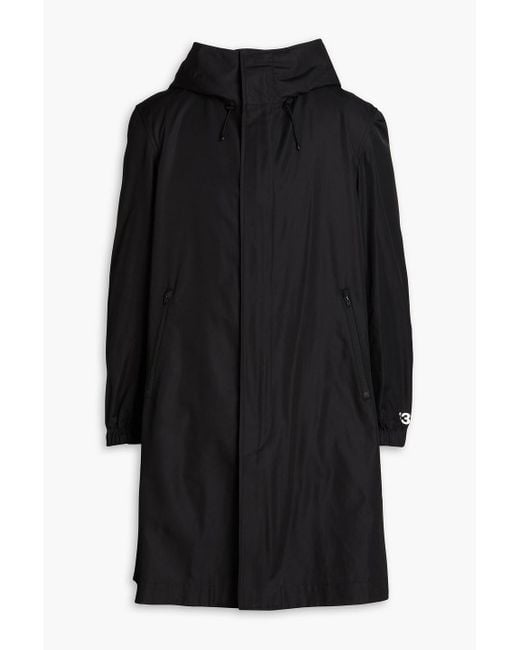 Y-3 Black Twill Hooded Coat for men