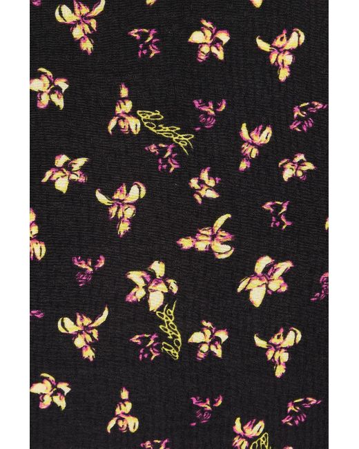 ROTATE BIRGER CHRISTENSEN Black Button-detailed Floral-print Jacquard Mini Skirt