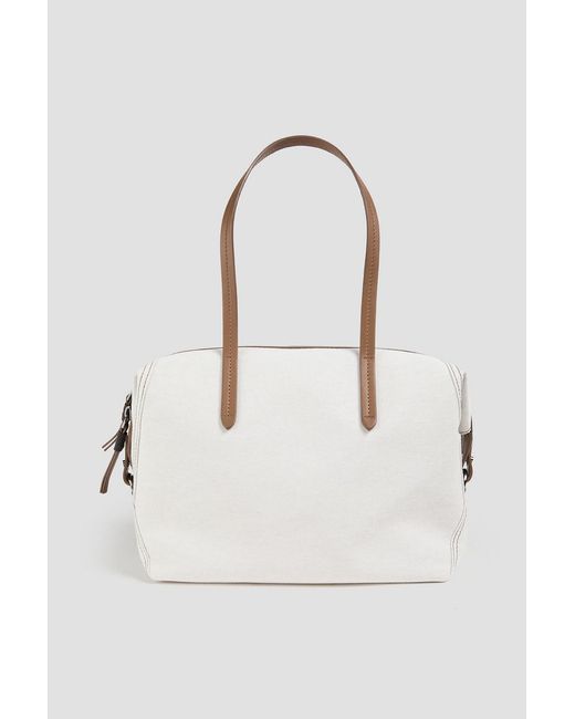Brunello Cucinelli Natural Leather-Trimmed Cotton-Twill Tote