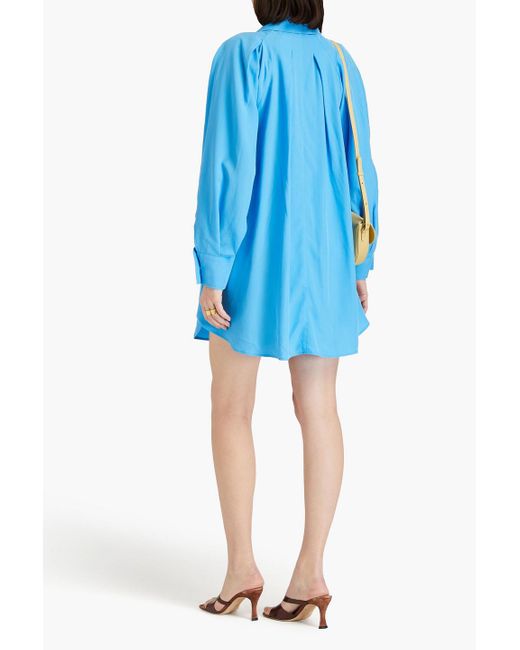 Rejina Pyo Blue Mattie hemdkleid in minilänge aus lyocell mit falten