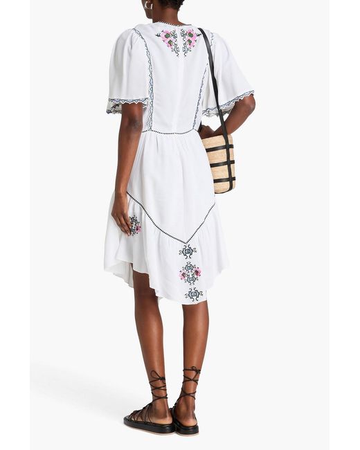 Isabel Marant White Sinezia Embroidered Crepe Midi Dress