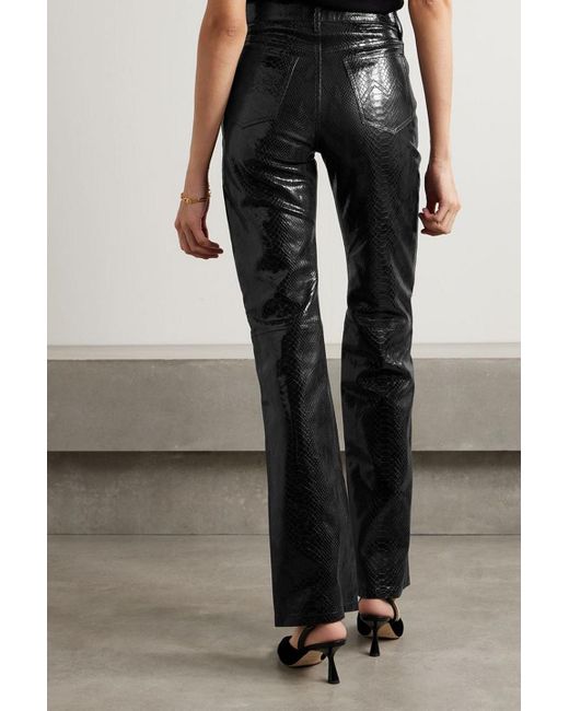 Dodo Bar Or Black Bora Snake-effect Leather Straight-leg Pants