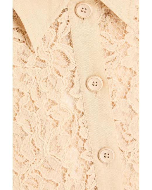 Zimmermann Natural Linen-trimmed Cotton-blend Corded Lace Shirt