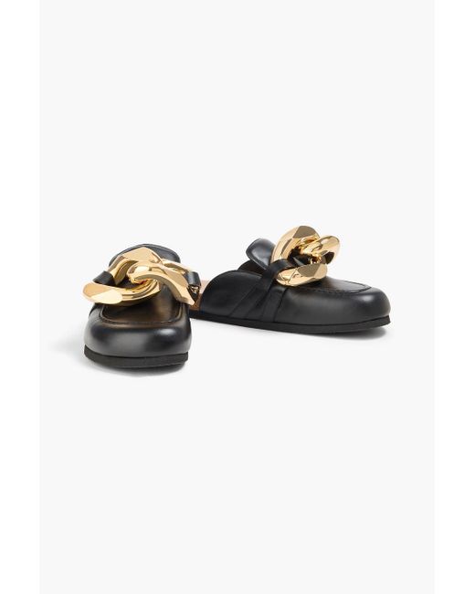 J.W. Anderson Black Clogs aus leder mit kettenverzierung