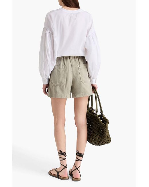 Brunello Cucinelli White Pleated Cotton And Linen-Blend Shorts