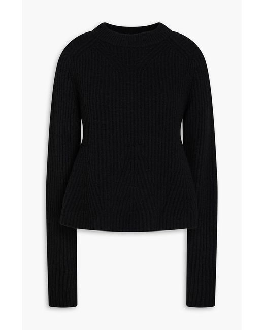 Loulou de Saison Black Cosmo Ribbed Cashmere Sweater