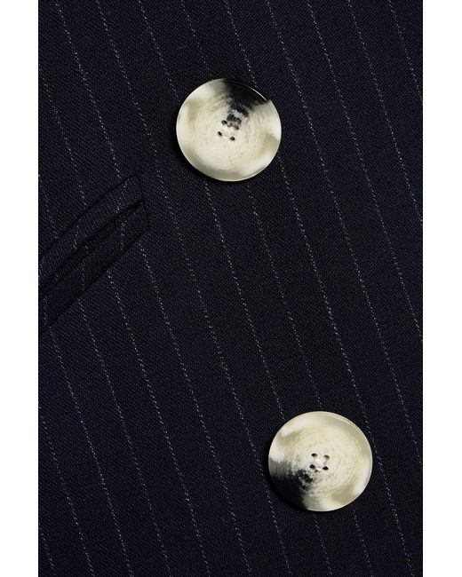 Veronica Beard Blue Dale Dickey Double-Breasted Pinstriped Twill Blazer