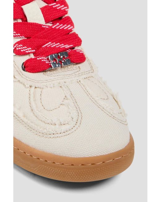 Ganni Pink 08 Frayed Canvas Sneakers
