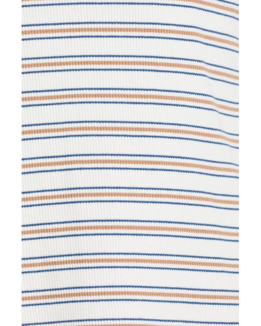 Veronica Beard Gray Pruitt Striped Ribbed Cotton-blend Jersey Top