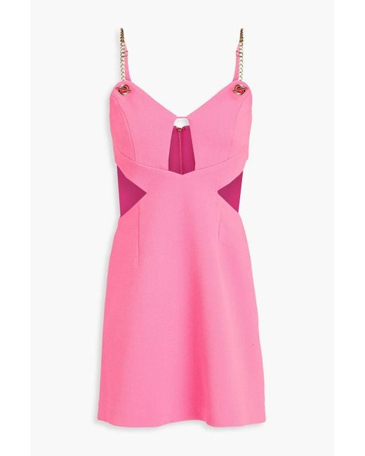 Rebecca Vallance Pink Dulce Amore Chain-embellished Cutout Crepe Mini Dress