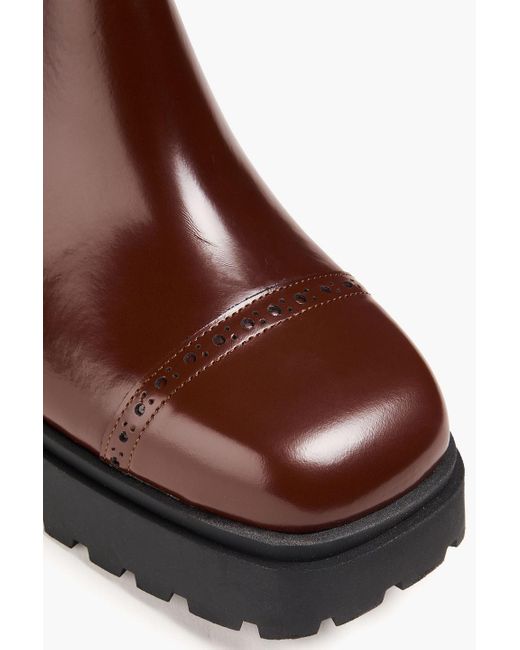 FRAME Brown Lumi Leather Platform Ankle Boots