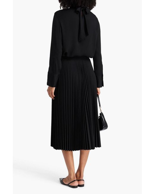 Theory Black Pussy-bow Silk-crepe Blouse