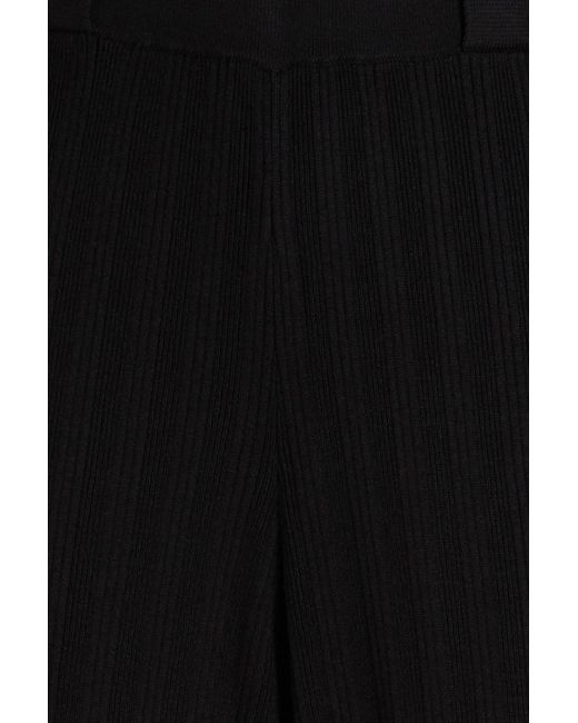 Ba&sh Black Erwan Ribbed-knit Wide-leg Pants