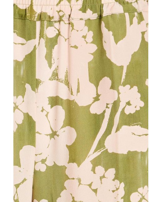Victoria Beckham Yellow Printed Silk Crepe De Chine Wide-Leg Pants