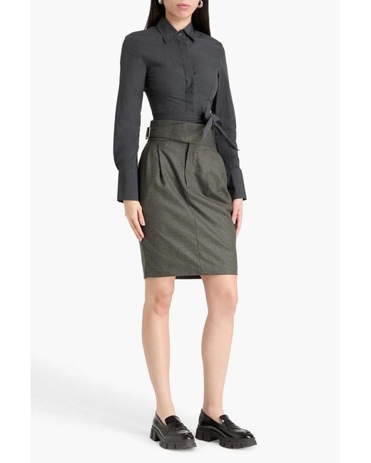 ARMARIUM Gray Lucrezia Pleated Wool Pencil Skirt