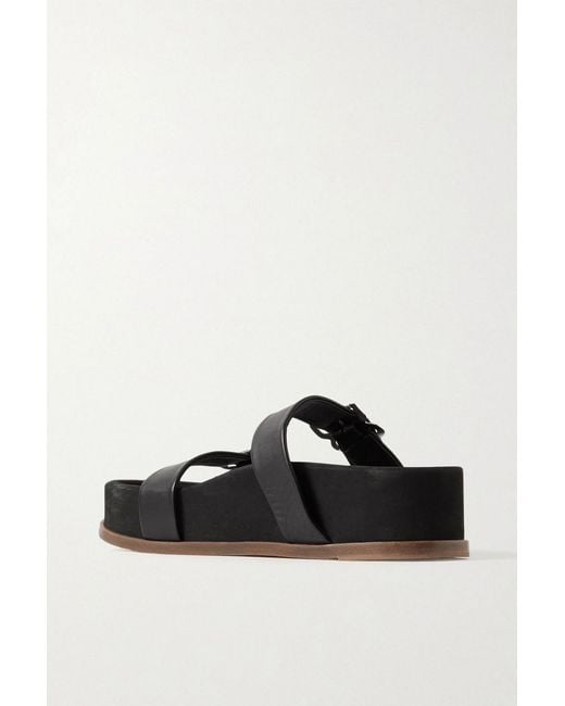 Gabriela Hearst Black Wren Leather Platform Slides