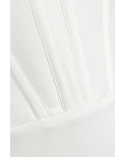 Rasario White Tulle-trimmed Twill Maxi Dress
