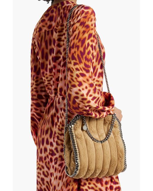 Stella McCartney Natural Falabella Quilted Faux Fur Shoulder Bag