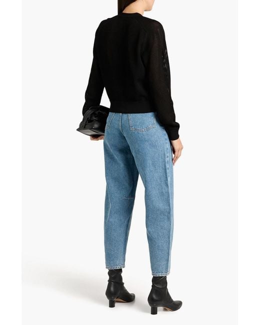Theory Black Pointelle-knit Cardigan