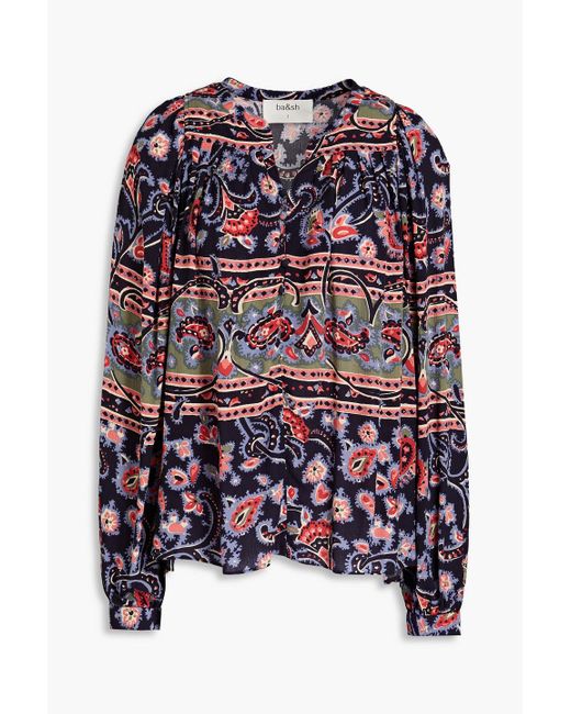 Ba&sh Blue Paisley-print Crepe Blouse