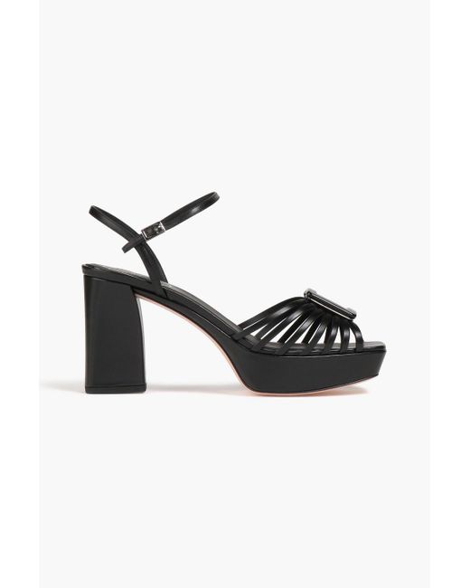 Roger Vivier Black Buckle-embellished Leather Platform Sandals