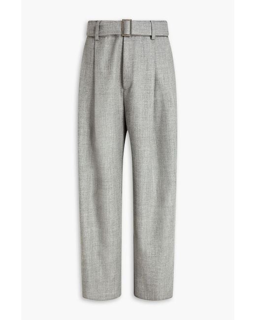 Emporio Armani Gray Belted Wool-twill Pants for men