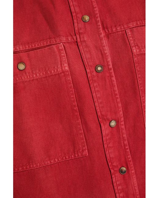 Brunello Cucinelli Red Cropped jeanshemd mit zierperlen