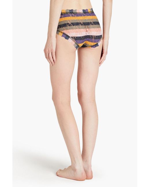 Hanky Panky Multicolor Striped Stretch-lace Low-rise Briefs
