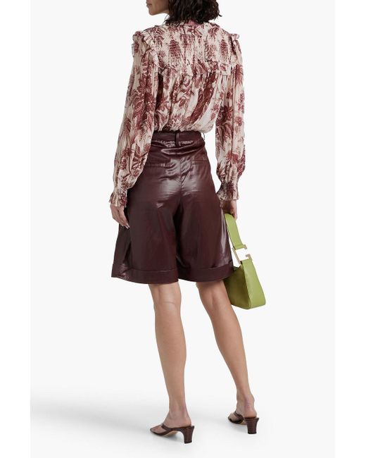 Cara Cara Pink Michelle bedruckte bluse aus seiden-georgette mit raffung