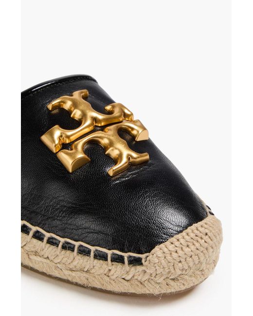 Tory Burch Black Eleanor Embellished Leather Espadrilles