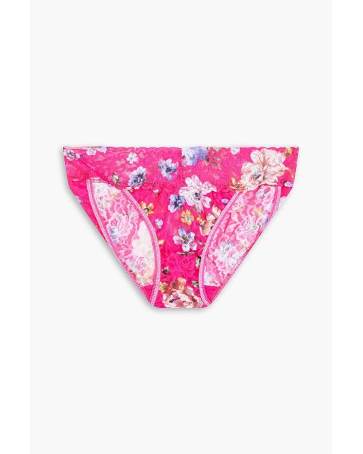 Hanky Panky Pink Signature Floral-print Stretch-lace Low-rise Briefs