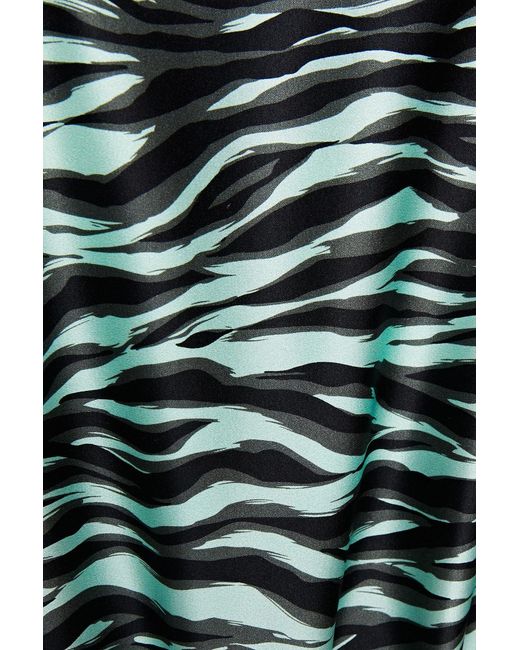 Jonathan Simkhai Multicolor Ruched Zebra-print Stretch-silk Satin Mini Dress