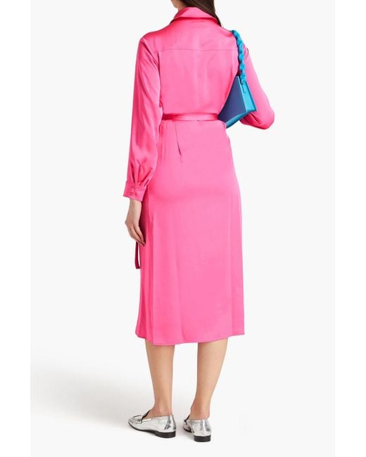 Claudie Pierlot Pink Midi-wickelkleid aus satin mit drapierung