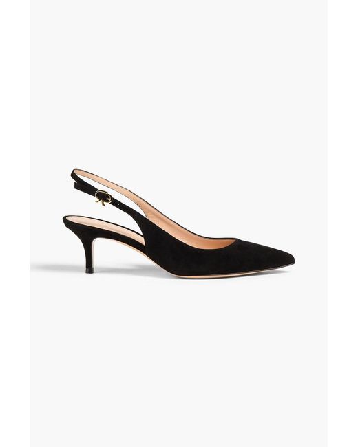 Gianvito Rossi Black Suede Slingback Pumps