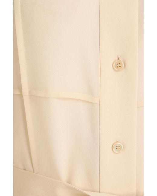 Joseph Natural Helene Belted Silk Crepe De Chine Midi Dress