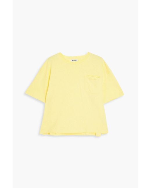 Sandro Yellow Embroidered Cotton-jersey T-shirt