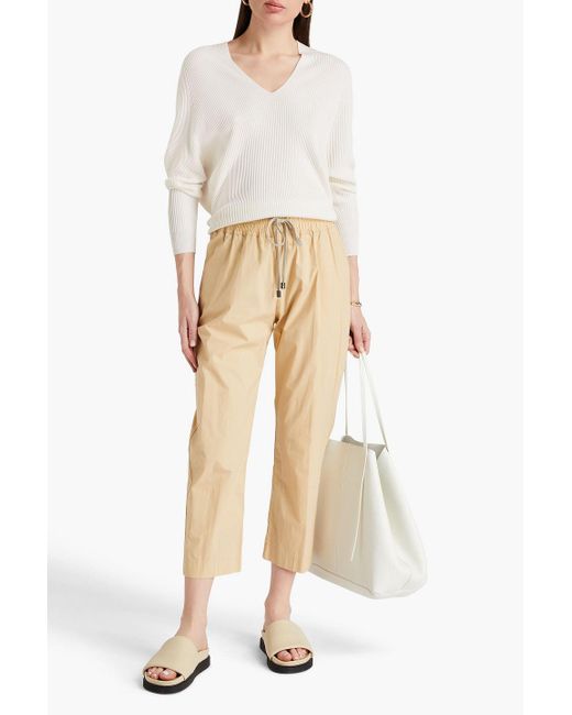 Gentry Portofino Natural Cropped Cotton-poplin Tapered Pants