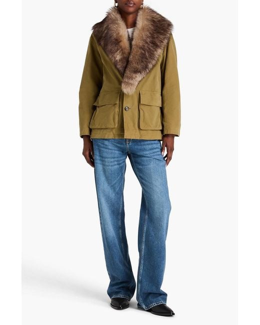 Nili Lotan Brown Ronay Shearling-Trimmed Cotton Jacket