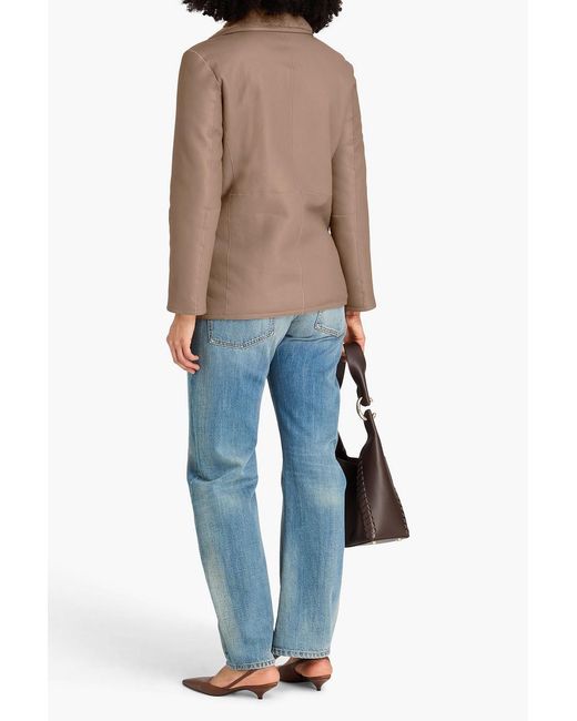 Theory Brown Double-breasted Reversible Shearling Jacket