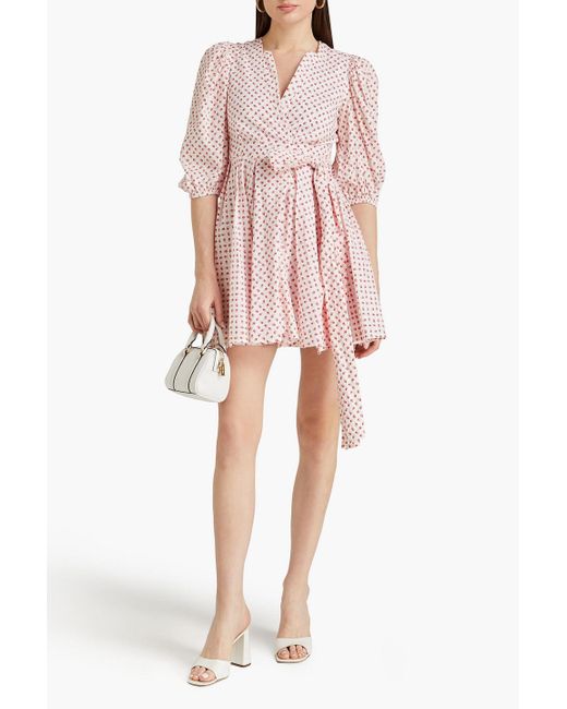 Claudie Pierlot Pink Floral-print Cotton Mini Wrap Dress