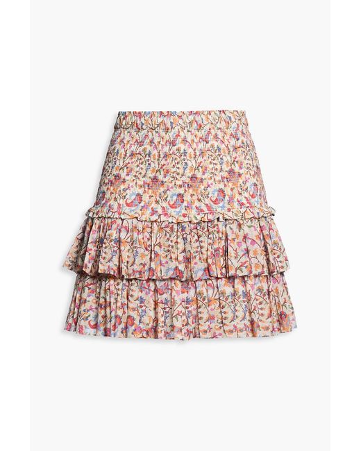 Isabel Marant Pink Naomi Tiered Printed Cotton-voile Mini Skirt