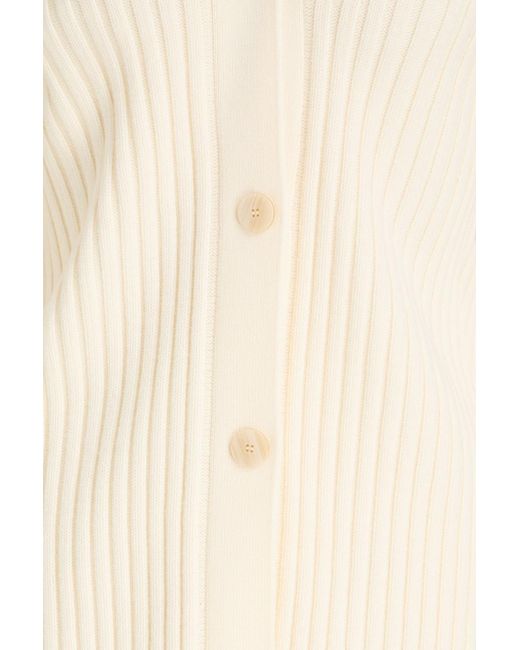 Theory Natural Ribbed Wool Cardigan