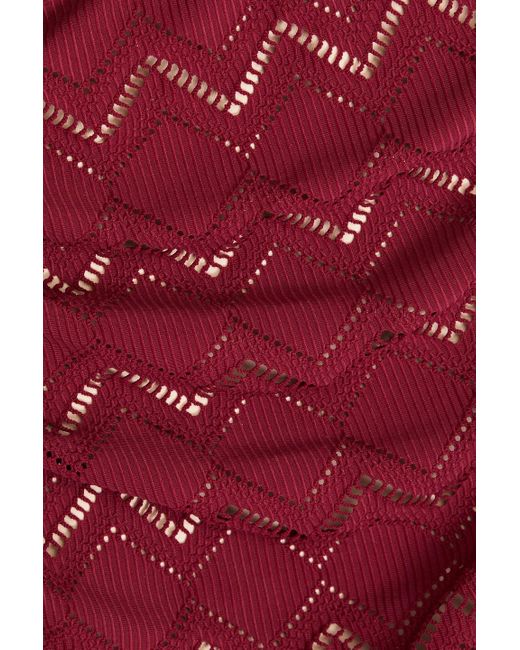 Zimmermann Red Pointelle-knit Bandeau Swimsuit