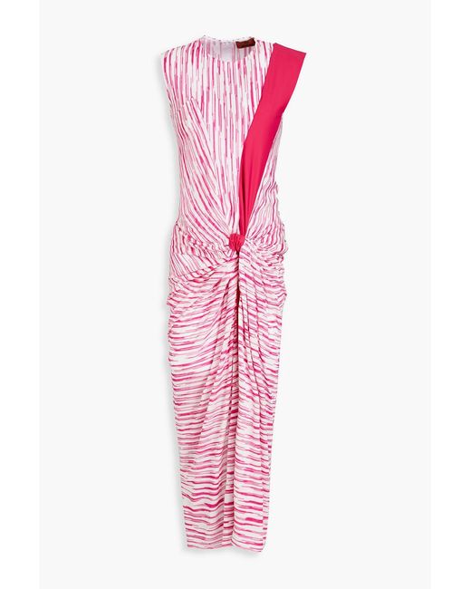 Missoni Pink Twisted Crochet-knit Midi Dress