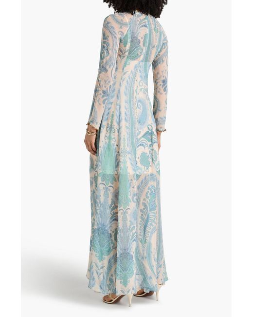 Zimmermann Blue Paisley-Print Georgette Maxi Dress