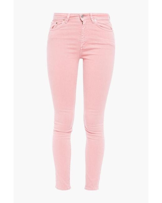 Acne Pink Cropped Mid-rise Skinny Jeans