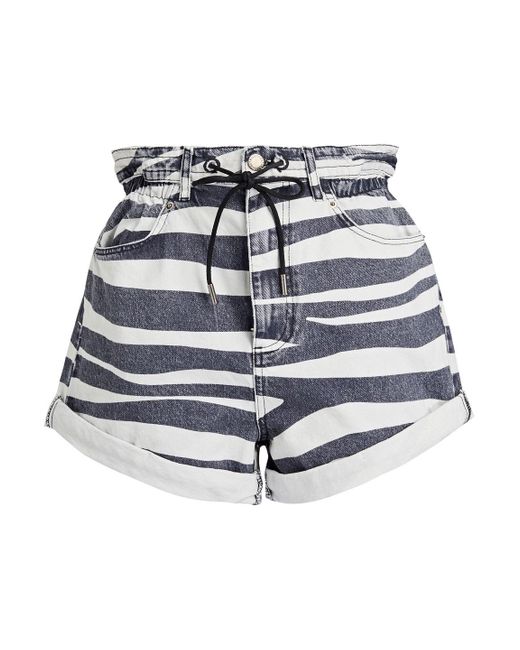 retroféte Noel Zebra-print Denim Shorts 