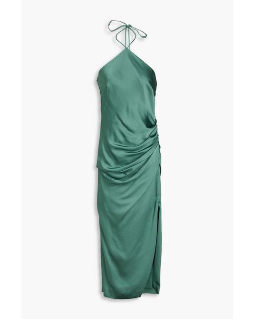 Jonathan Simkhai Green Hansel Draped Satin-crepe Halterneck Midi Dress