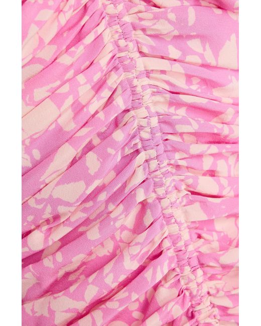 Isabel Marant Pink Gerafftes oberteil "lidiane" aus georgette mit print